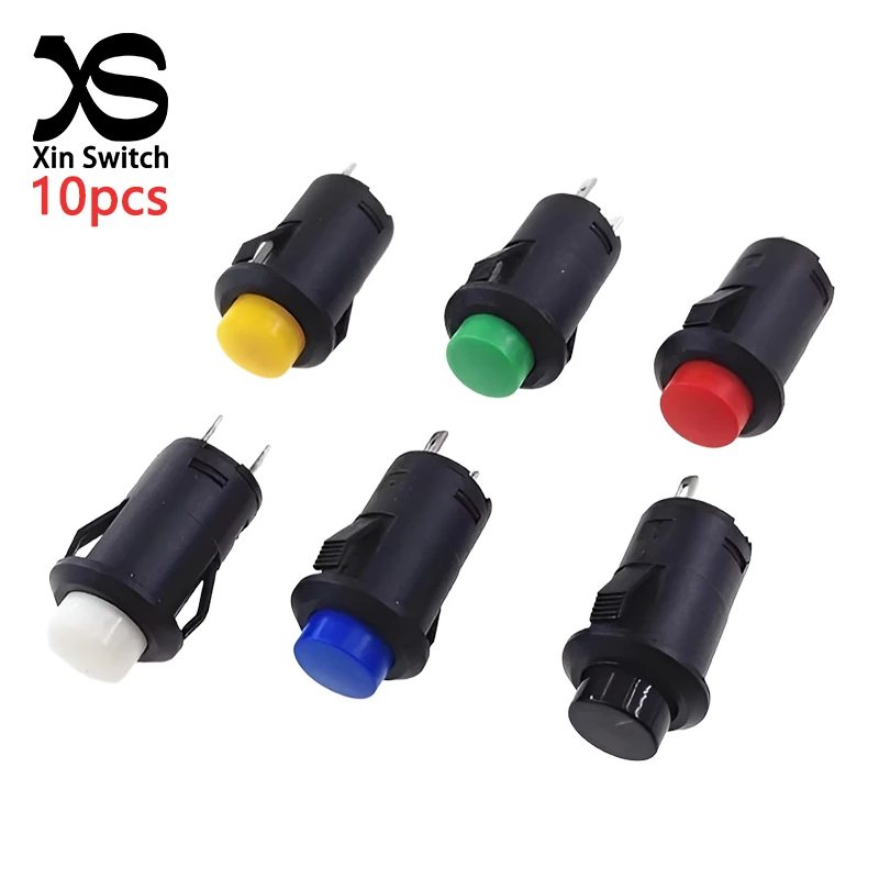 10PCS DS-425 Card Buckle Circular Self Resetting Power Button Switch Without Lock 1.5/3A 250/125V AC 12mm Multiple Colors Switch