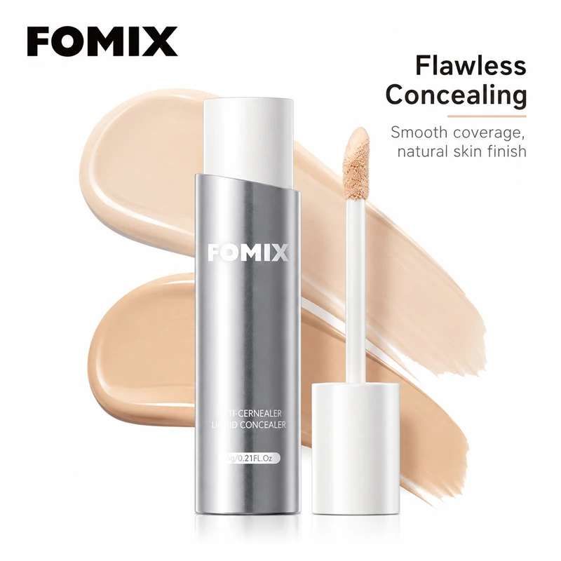 Corrector Líquido FOMIX de Cobertura Total, Resistente al Agua, Corrector de Ojeras, Maquillaje de Larga Duración para Imperfecciones, Acabado Natural