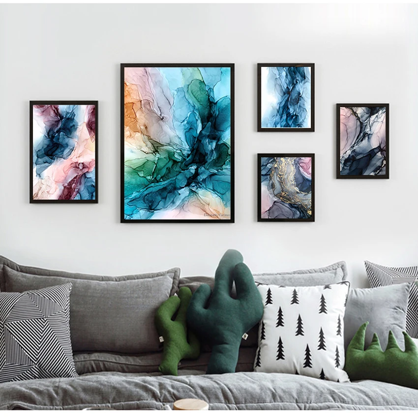 Nordic Poster Print Contemporary Creative Picture Living Room Decoration Abstract Cloud Canvas Painting Colorful Wall Art