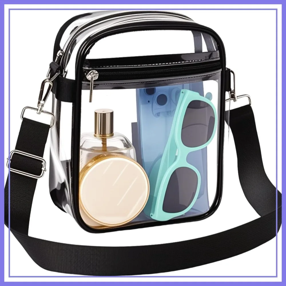 

Clear Bag for Stadium Events, Clear Purse with Removable Strap, Sports Fan Messenger Bag for Concert and Sports