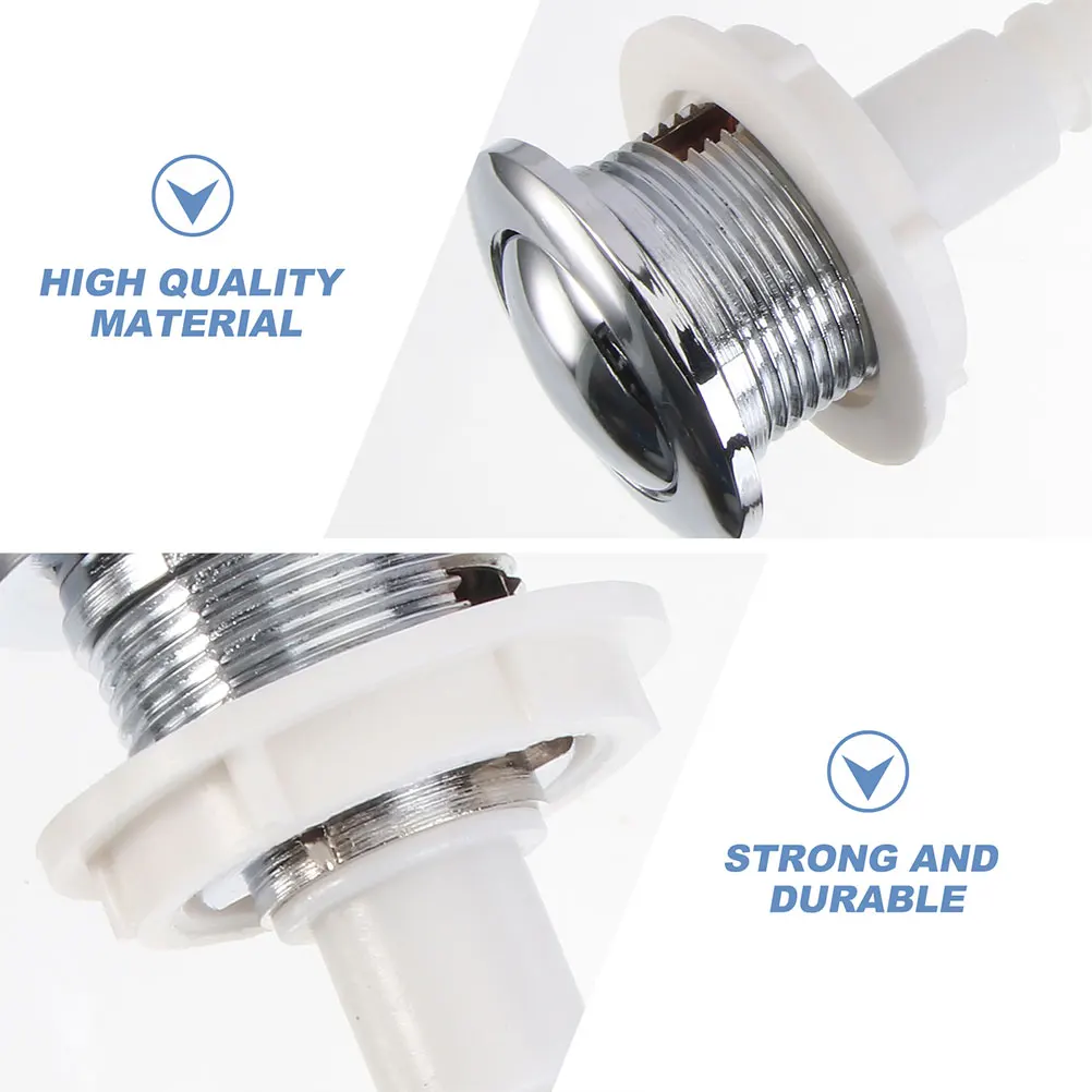 

2pcs Durable Toilet Push Buttons Replacement For Home Toilet Water Tank Cover Round Head Flush Button Rod Universal Bathroom