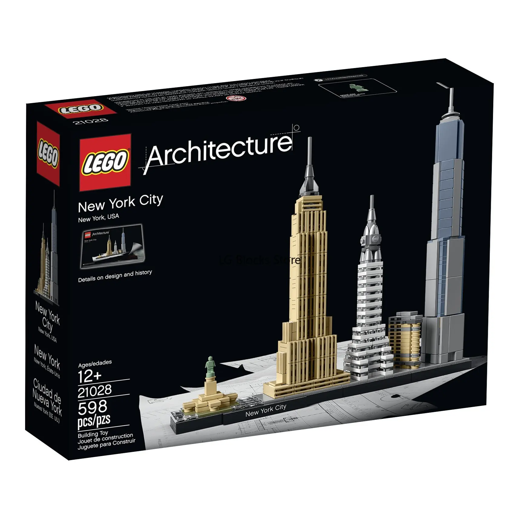 LEGO Architecture New York City USA Skyline 21028 Build It Yourself Model Kit for Adults Kids 12+ Home Decor Gift (598 Pieces)