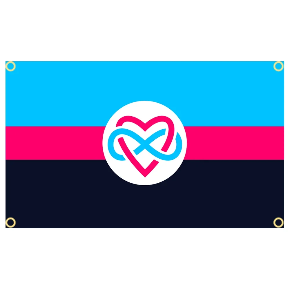 Tricolor Polyamory Flag Home Decor Items Garage Decoration for Bedroom Stuff Advertising Outdoor Decorations Custom Flags Flaga