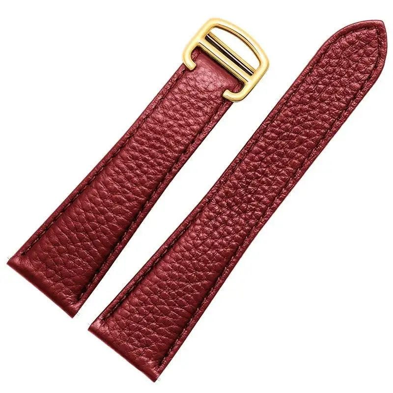 

PCAVO Litchi Leather Watch Strap For Cartier Tank London Solo Series WSTA0029 WSTA0030 Leather Watchband 22mm 23mm Men And Women