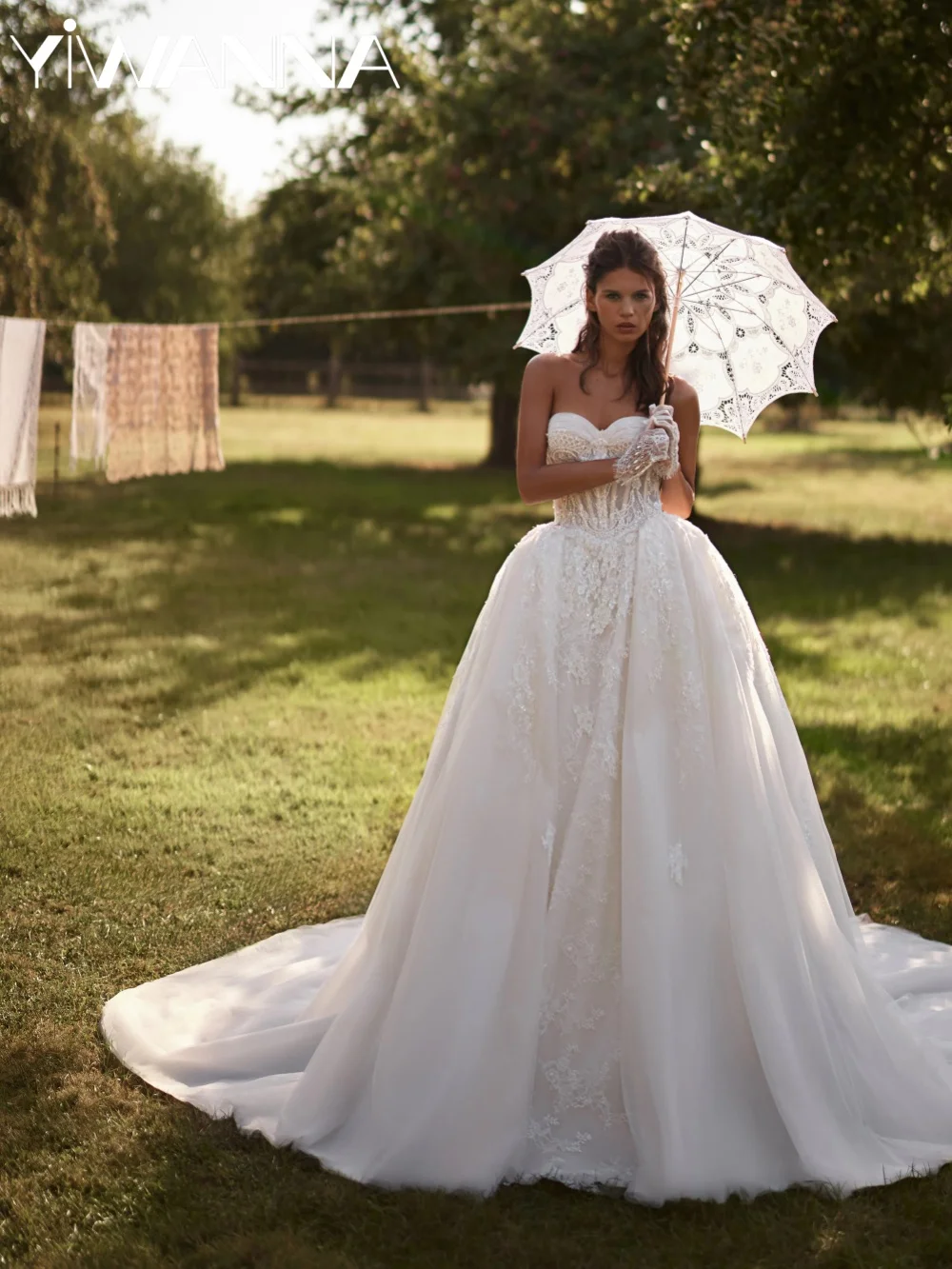 

Embroidery Beaded Elegant Lace Wedding Dress Romantic Sweetheart Neck Bridal Gown Customized A-line Long Dresses For Bride