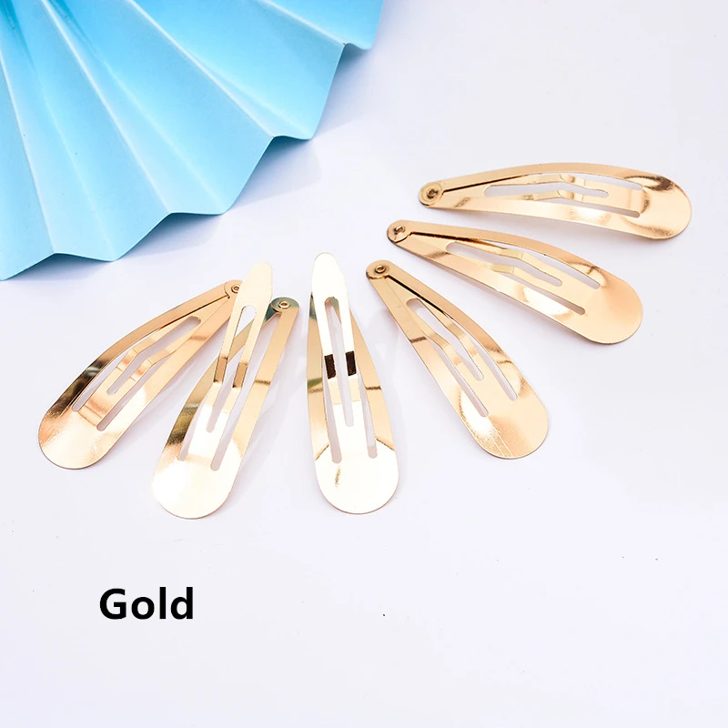 100 Uds 3-9cm oro/Pintura de plata Metal Clips de gota de agua lank bebé Clips para DIY pinzas para el cabello joyas haciendo Base venta al por mayor