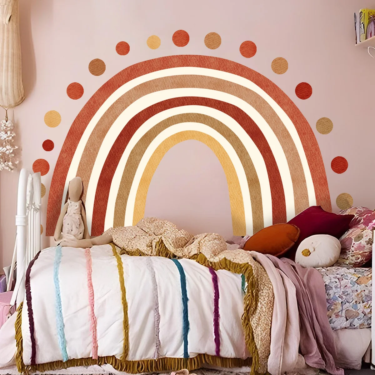 New creative hidden glue rainbow Bohemian wall stickers living room children's room background decorative wall stickers