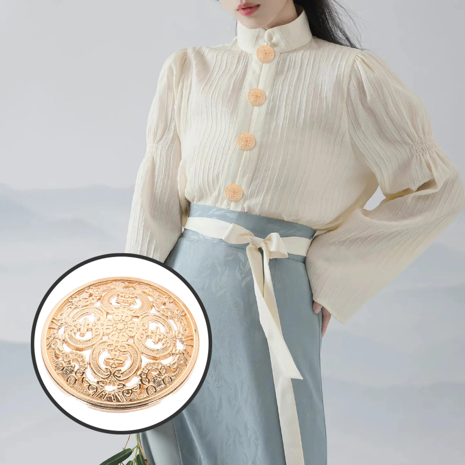 

30pcs 25Mm Buttons Diy Buttons Hollow Out Design For Jackets Coats Jeans T-Shirts Diy Sewing Fasteners Light Golden