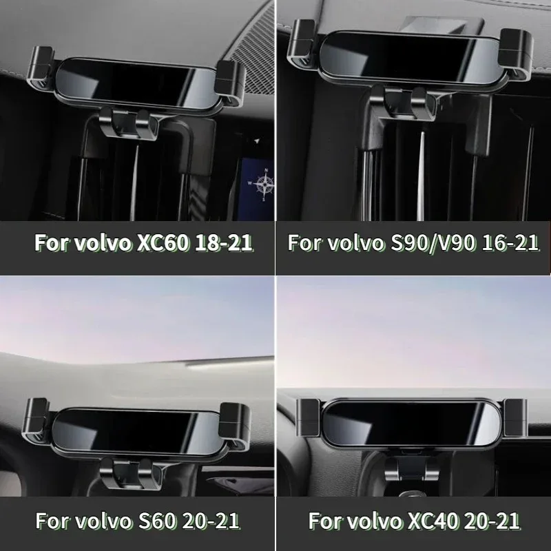 For Volvo XC60 S90 S60 XC40 XC90 V90 ABS Black Car Air Vent Mobile Phone Holder GPS Navigation Holder Interior Car Accessories