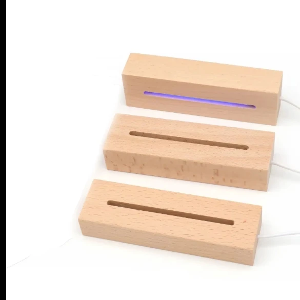 Base per lampada USB 3D Illusion Base per luce a led in legno Base per luce notturna 3D Base per lampada da tavolo Base per lampada in legno a LED in acrilico Bas
