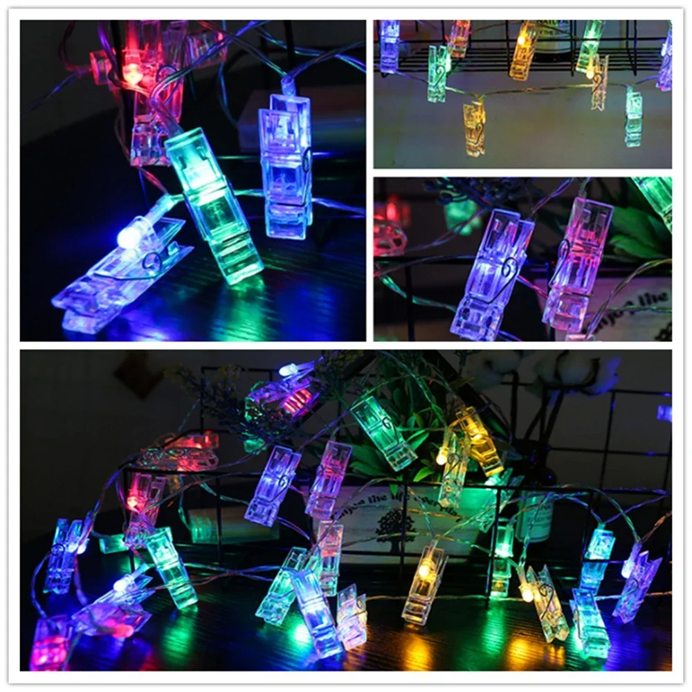 Guirlande lumineuse à Clip Photo LED, 1m/3m/6m AA, alimentée par batterie pour suspendre une carte Photo, une chambre à coucher, une mur, une lumière décorative d'anniversaire