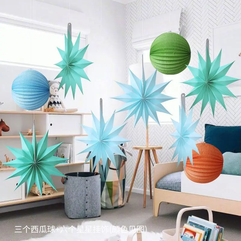 Festival Supplies Home Mall Decoration Pendant Set Scene Party Ceiling Hanging Decor Stars Watermelon Balls Event Dinner Wedding view 3