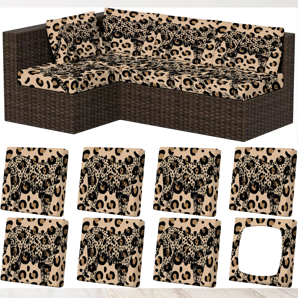 Summer Outdoor Leopard Print Sofa Cover, Elastic Milk Silk Couch Protector, Pet - Friendly, Washable, Fits