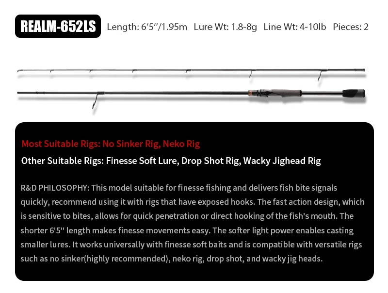 Purelure Realm Bass-Angelrute All M40X Toray Carbon Soft Bait Zander EX F/F Action mit Fuji SIC Ring für Spinning und Casting – Detail 17