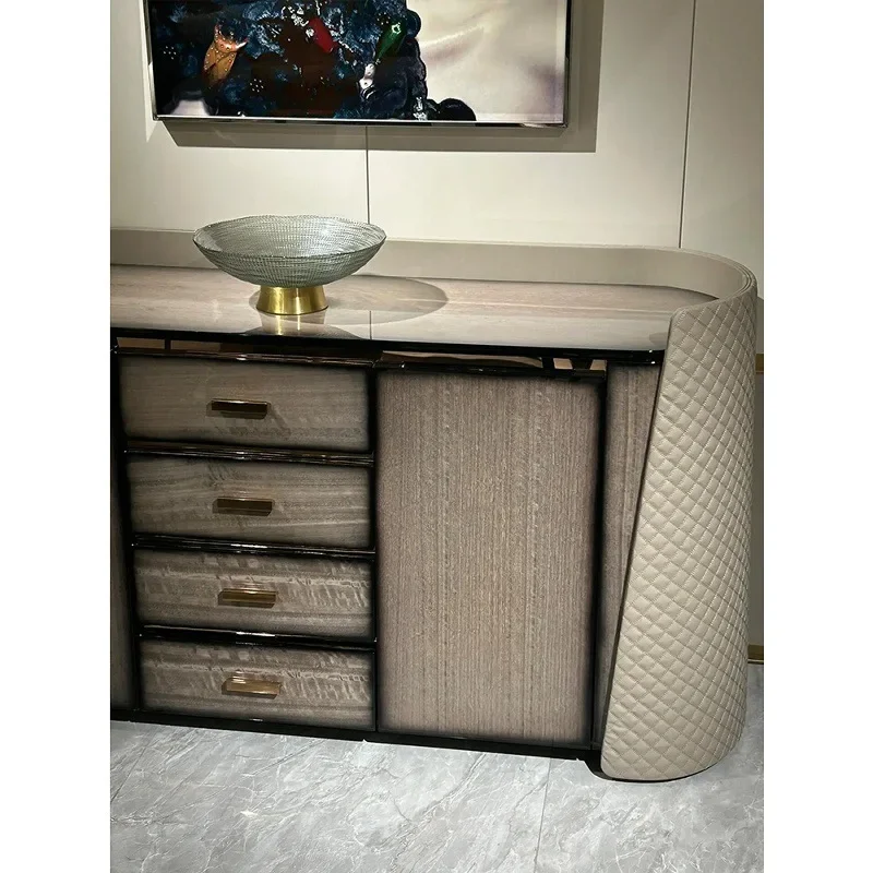 Storage four-chest cabinet, dining side cabinet, post-modern designer high-end TV cabinet, entrance cabinet