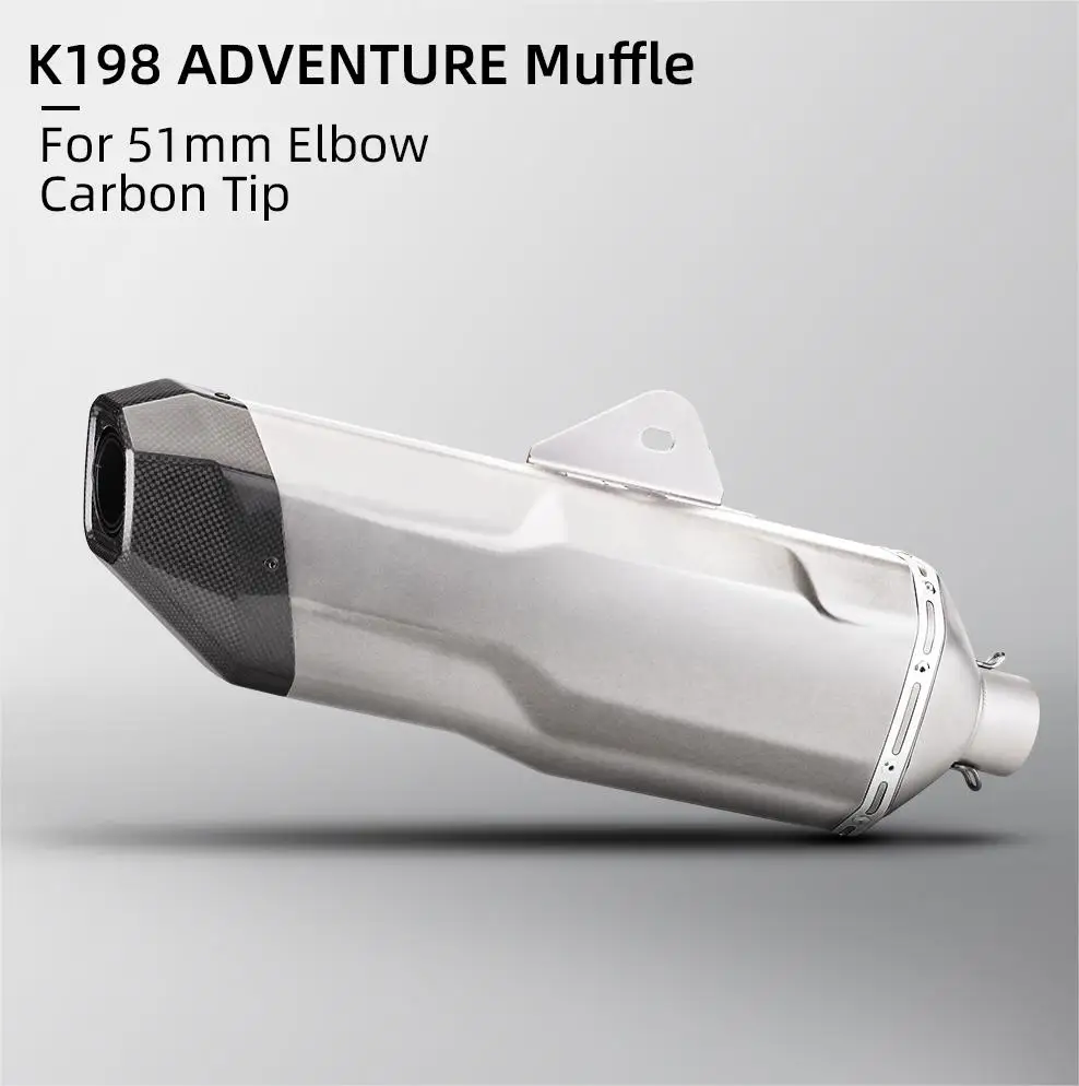 K198 ADVENTURE Universal Exhaust Muffler Carbon tip for 790duke F850GS tmax560 F750GS ADV750 S1000RR Z400 R3 MT-09