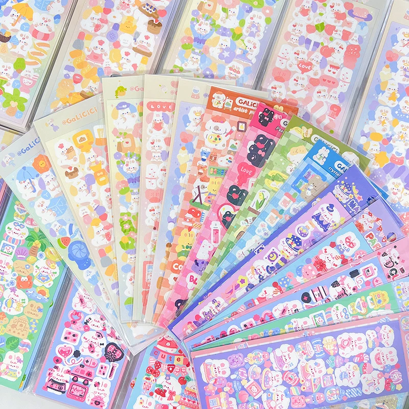 4/5Pcs Bunny Bear Puppy Stickers Decorative Journal Goo Card Scrapbooking Idol Photocard Album Diary Kawaii Stationery Sticker