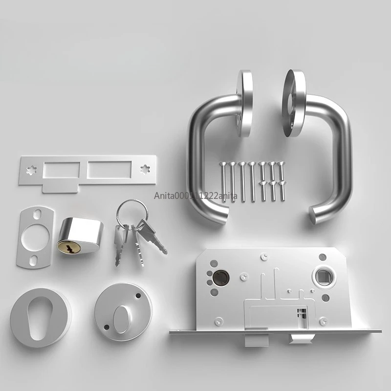 Fire Resistant Door Lock Universal Stainless Steel Lock Complete Set Of Fire Safety Channel Door Core Escape Sliding Door Lock