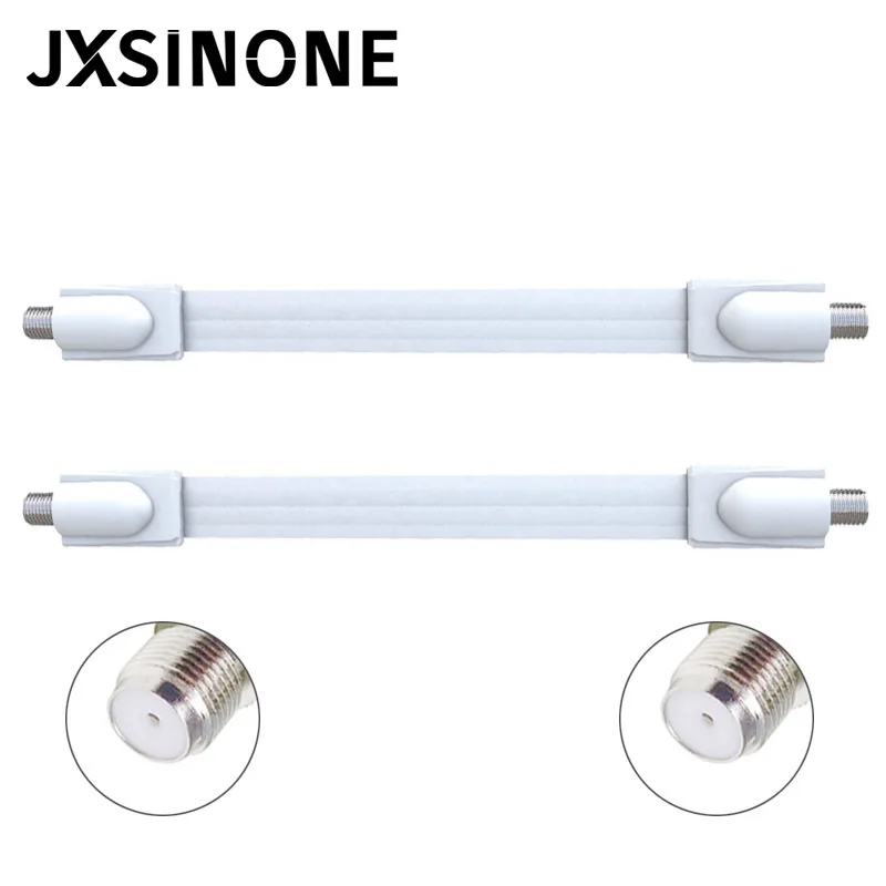 JXSINONE 2PCS Window Flat F Female Connector Cable Coax Coaxial RG6 RG-6 For Door TV Satellite