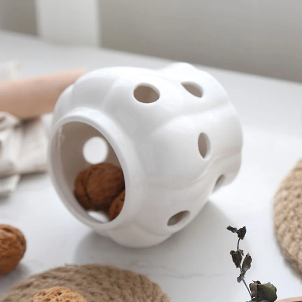 

Ceramic Storage Containers Garlic Keeper Vented Container Kitchen Jar Hollow Garlic Storage Solution White Color