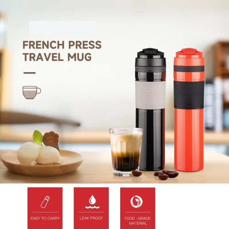 JUSTINLAU Coffee French Press Coffee Pot Portable Plastic Coffee Bottle with Filter Hand Pressure Coffee Pot for Car Travel Mug