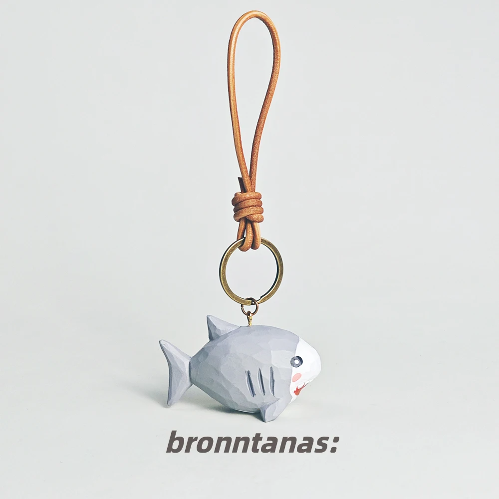 Wood Carving Shark Keychain Bag Pendant Healing Series Birthday Gift Creative Cultural Keychain Small Decoration Item