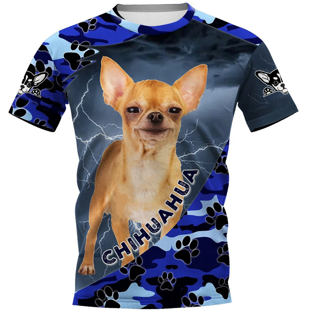 Funny Chihuahua T-Shirts Pet Dog 3D Printed Men Women Fashion Camouflage Oversized Short Sleeve T Shirt Kids Tees Tops Clothing