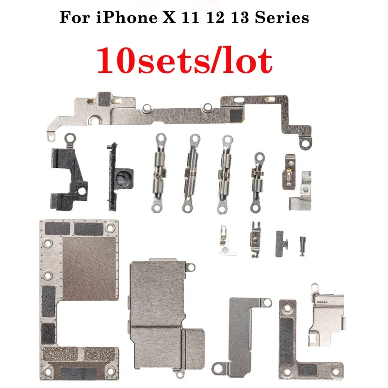 10 sets/lot for iPhone X XR XS 11 12 13 Pro Max mini full inside small metal repair parts holder bracket shield plate set kit