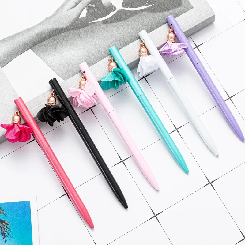 

36PCS Flower Ball Pen Japanese and Korean Student Stationery Cute Flower Pendant Ball Pen
