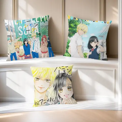 소파 소다 거실 커플용 부드럽고 편안한 베개 케이스, 애니메이션 만화 방, 홈 오피스 장식, H-허니 L-레몬 및 보호 커버