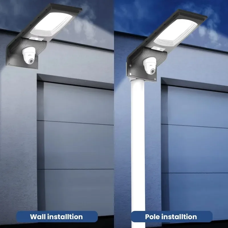 300 Watt Integrated Street Light with Security Camera Supports Voice Chat Wifi Solar Street Light with Motion Sensor