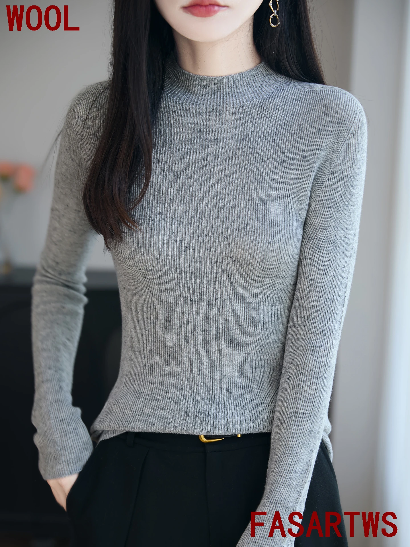 

New Women's Autumn Winter Wool Sweater Base Layer Basic , Fashionable Versatile Pullover High Elasticity Slimming Knitwear