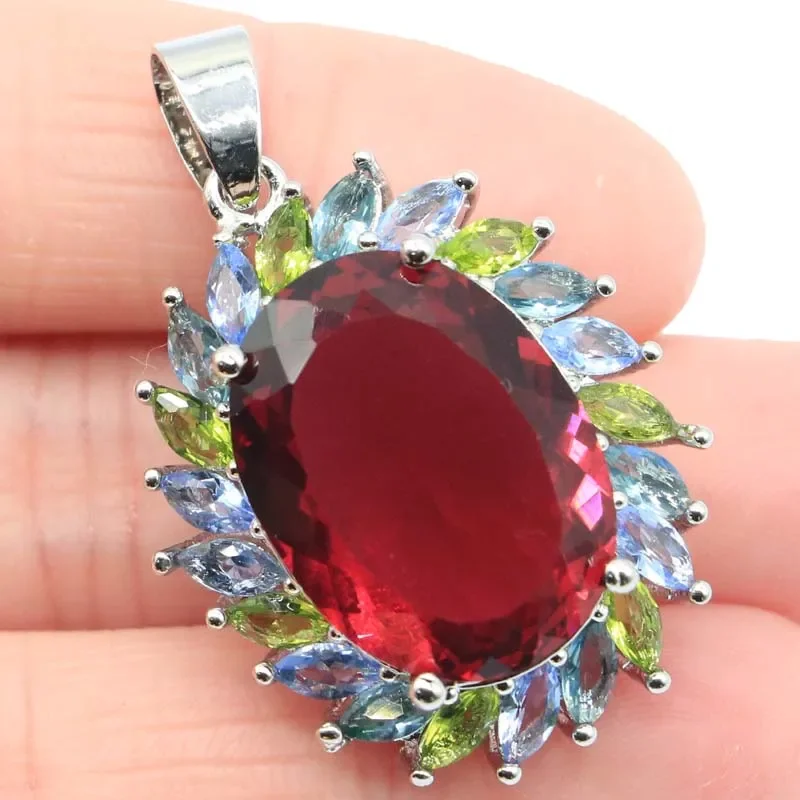 Buy 3 Get 1 Free 8g Customized 925 SOLID STERLING SILVER PENDANT Rhodolite Garnet Peridot Citrine Blood Ruby Emerald Tanzanite