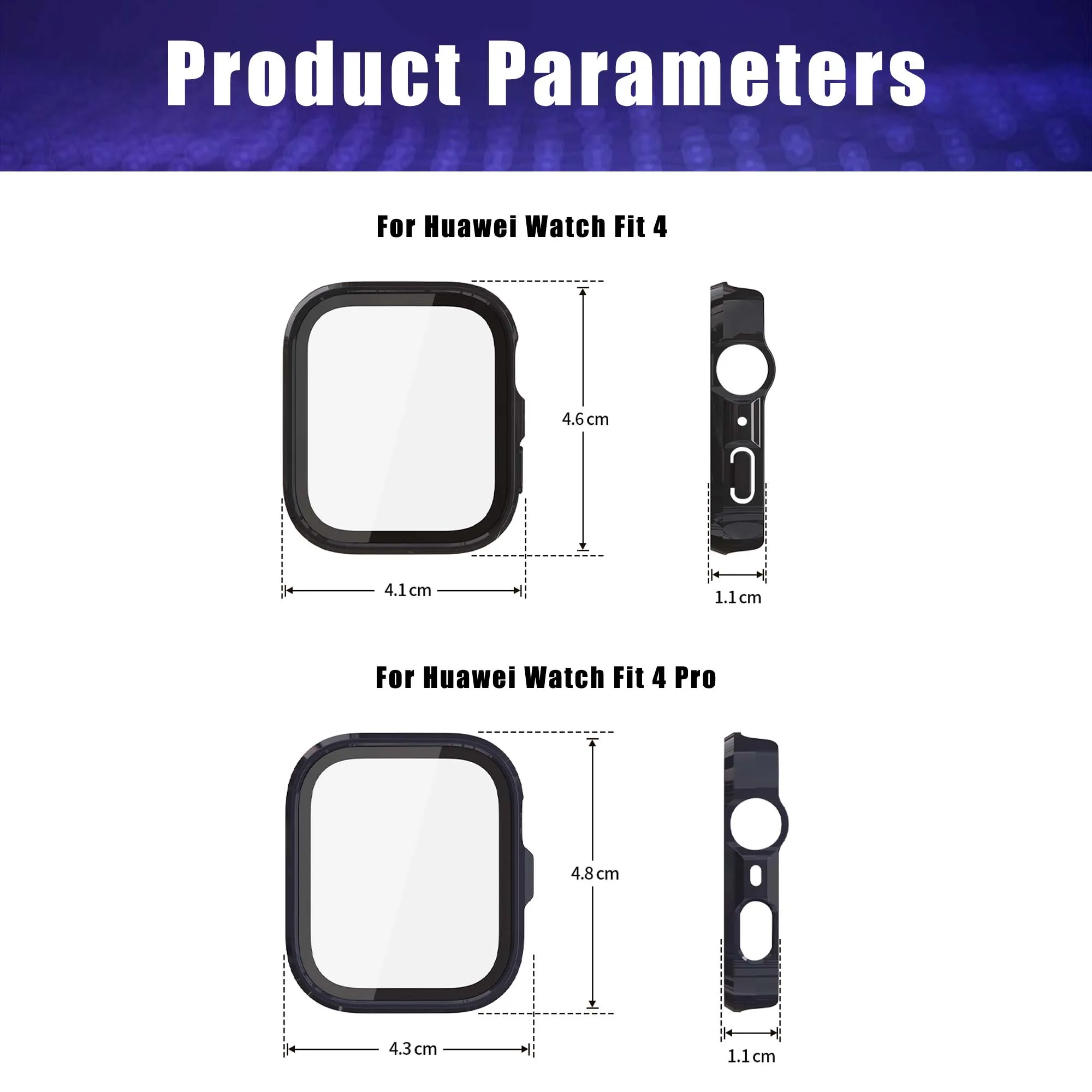 Custodia in vetro temperato per Huawei Watch Fit 4 Protezione schermo a copertura totale Custodia rigida per paraurti per PC per Huawei Watch Fit 4 Pro