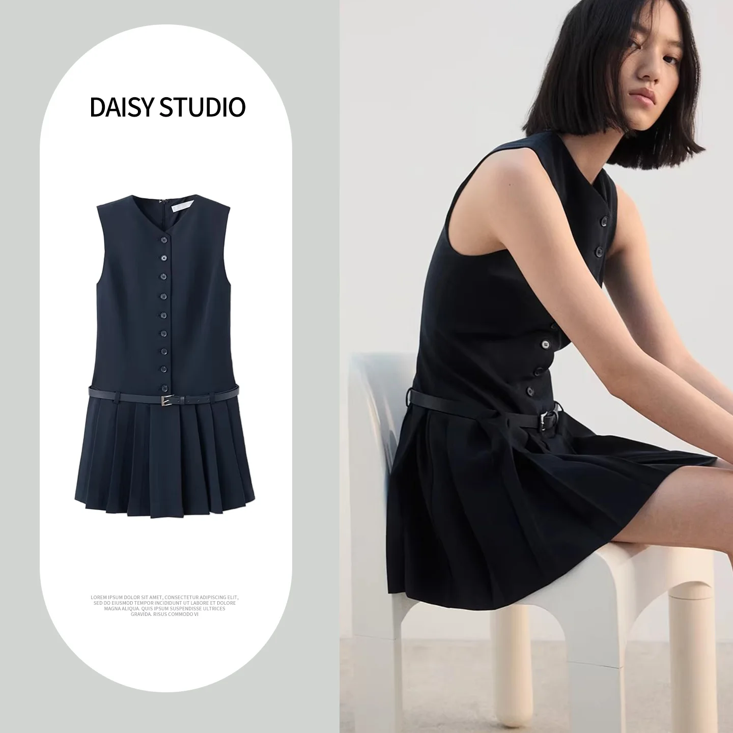 

Новинка весенней коллекции: женский плиссированный костюм с V-образным вырезом, поясом и низкой талией, из полиэстера, для офиса и повседневной носки.