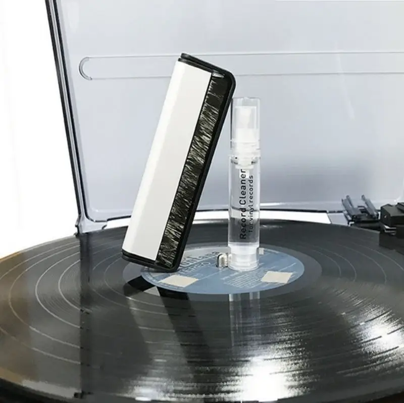 Giradischi 3In1 Kit di pulizia Spazzola antistatica Detersivo Panno in fibra per CD/LP Vinile Fonografo Lettore Accessori per computer