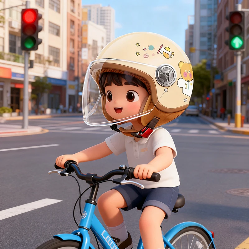 

Children's Approved Helmet Boys Winter Warm Electric Motorcycle Helmet Women's Safety Cap Four Seasons multicolored Baby Helmet