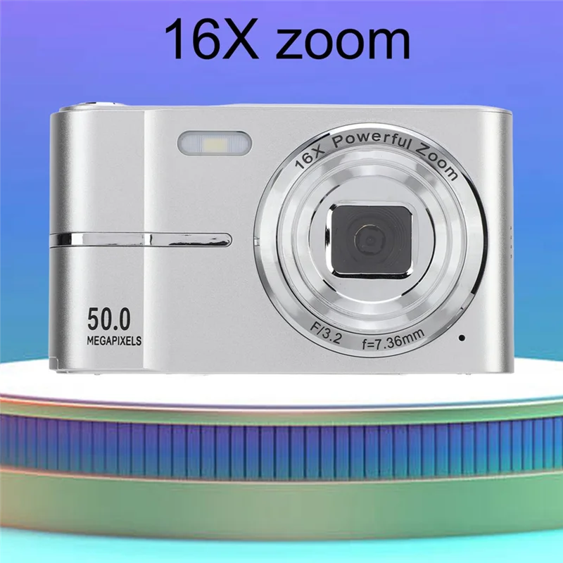 -ABGQ Digital Camera FHD 1080P 50MP Portable Pocket Camera AF Autofocus 16X Zoom For Students Compact Video Recording Cam