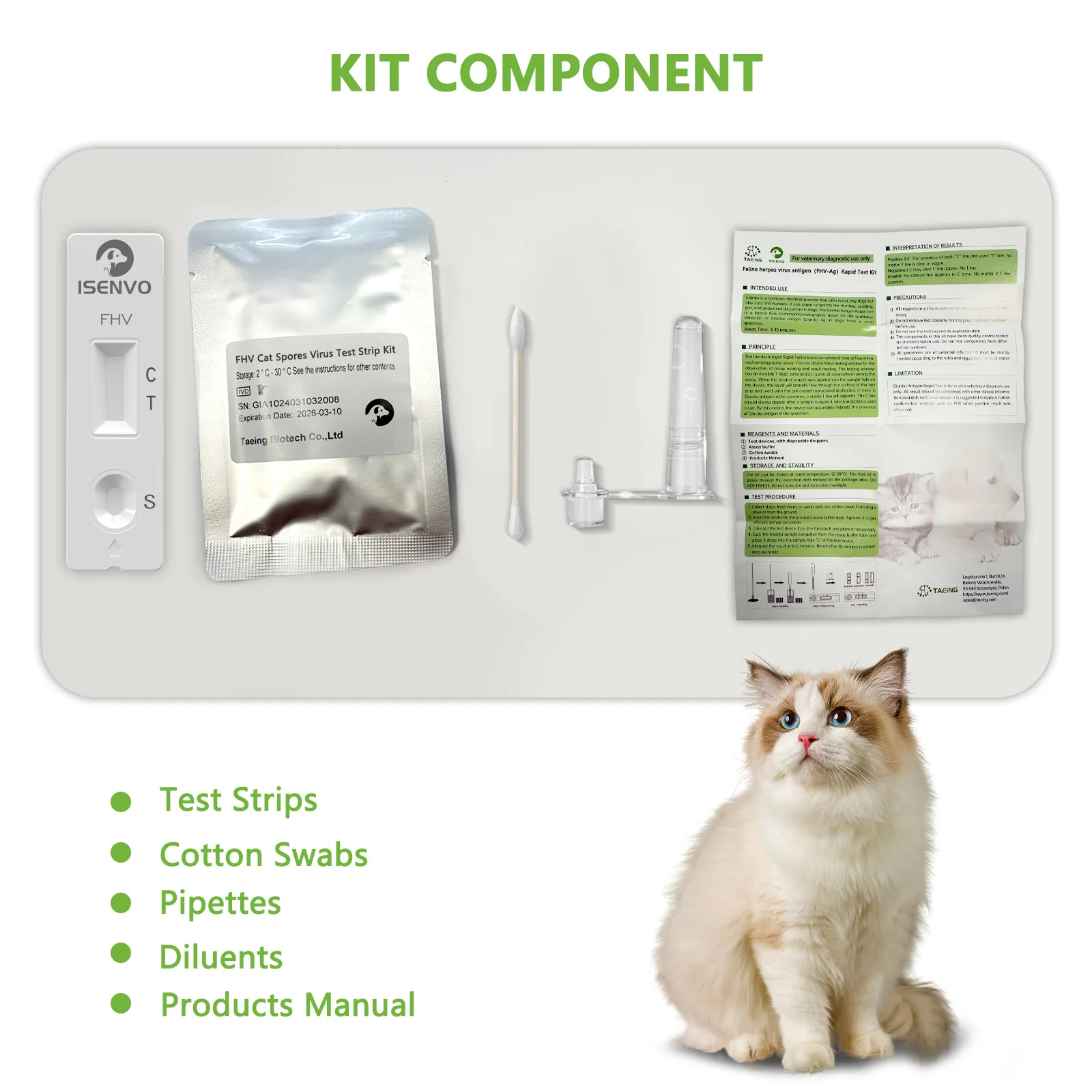 2PCS Feline HERPESVIRUS FHV-Ag Rapid Test Kit Home Test Kit For Cats Kitten Home Health Detection