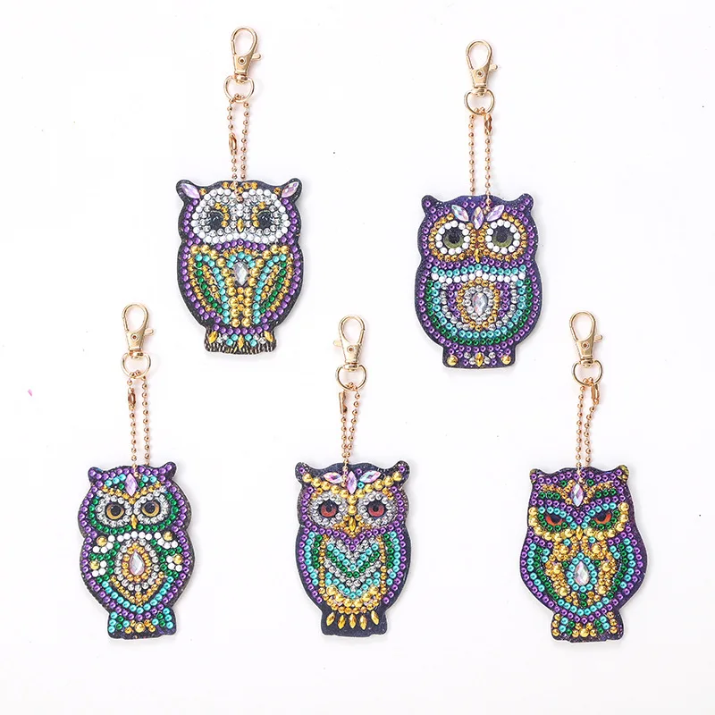

Sparkling Double Sided Owl Keychain DIY Special Shaped Diamond Painting Bag Hanging Ornament