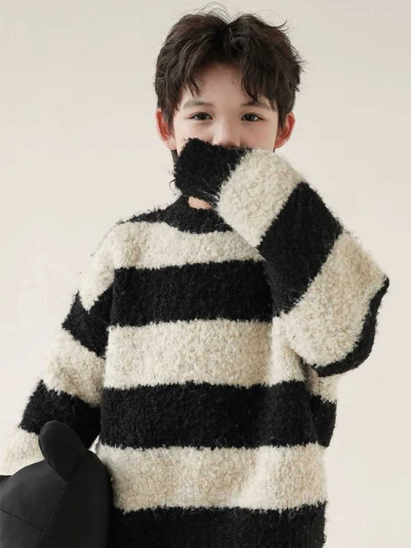Heavyweight Winter Sweater for Boys, Fleece-Lined Thermal Knitwear, Toddler Boys Crew Neck Base Layer, Warm & Cozy Kids Clothing