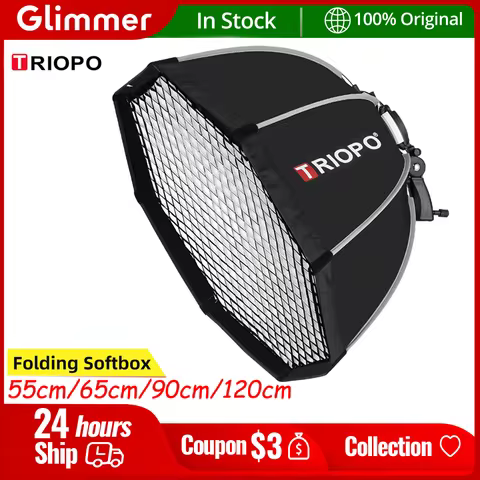 Triopo 55/65/90/120cm Speedlite Portable Octagon Umbrella Softbox + Honeycomb Grid（Choose) Outdoor Flash Soft Box for Godox