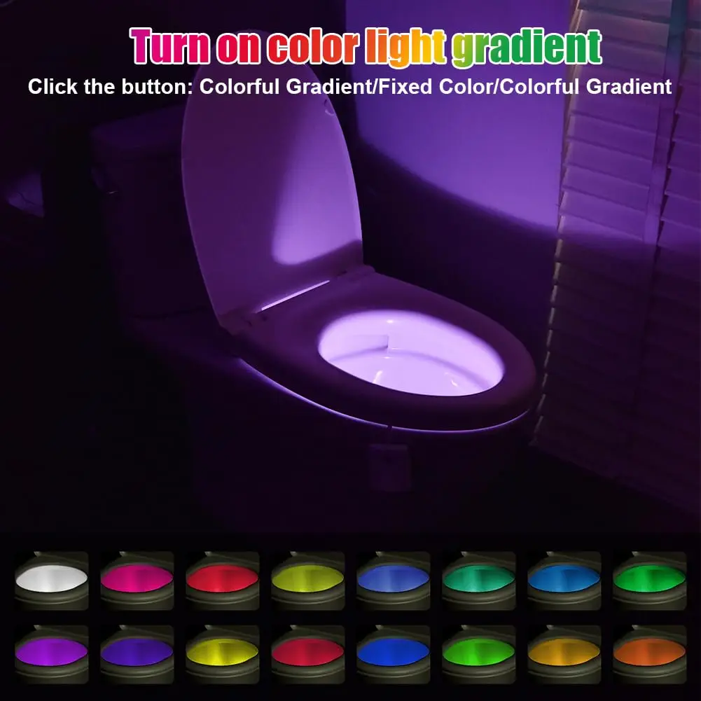 Toilet Bowl Backlight Motion Sensor Color Changing LED Toilet Night Lights USB Rechargeable Nightlight for Bathroom Decoration