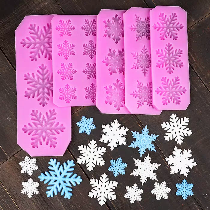 Christmas Snowflake Molds Silicone Fondant Food Grade Silicone Cake Chocolate Mould Baking Tools Christmas Decorating Tools