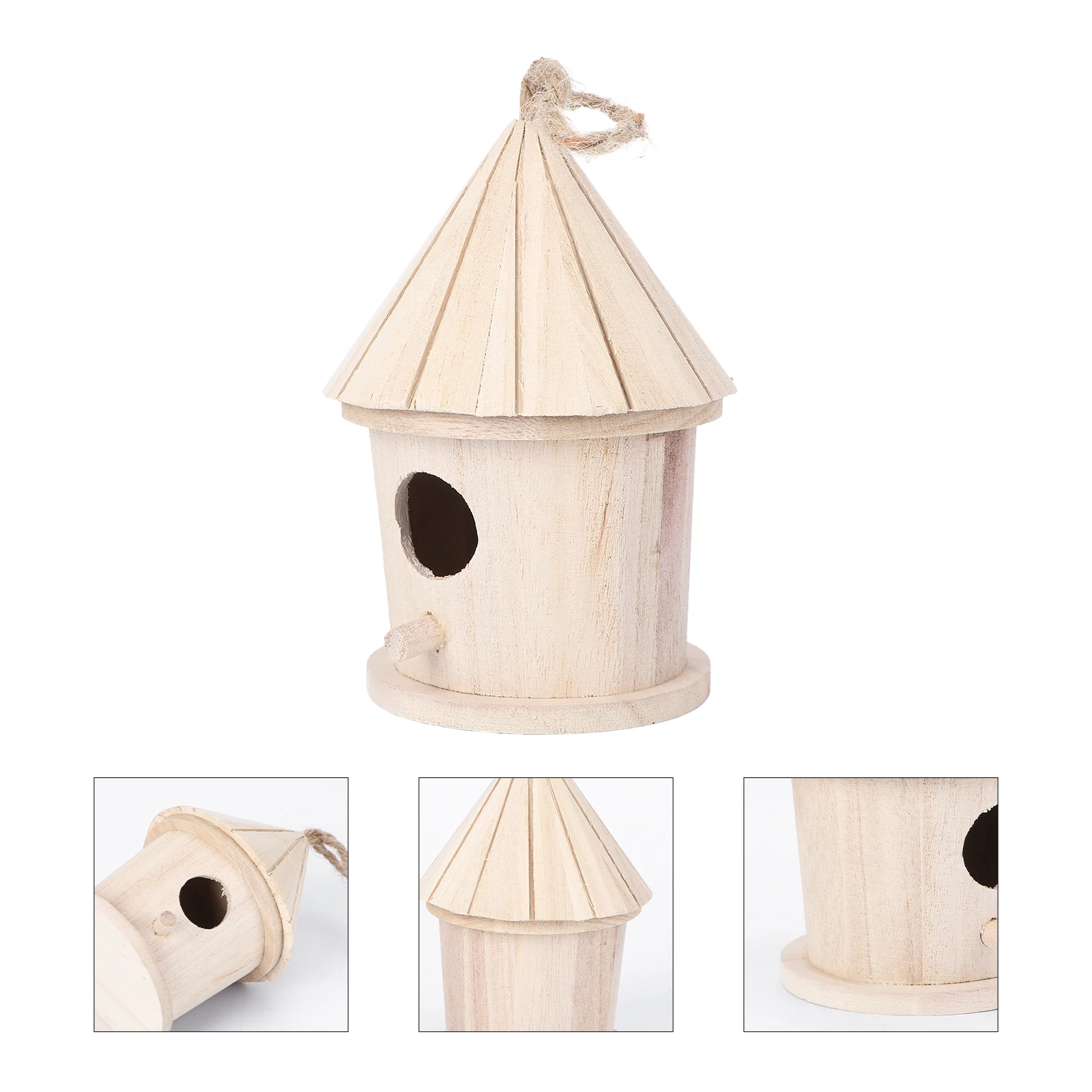 

Wooden Birds Nest Durable Safe Tower Style Design Hanging Decor Unfinished DIY Craft Bird Bed Home Accessories