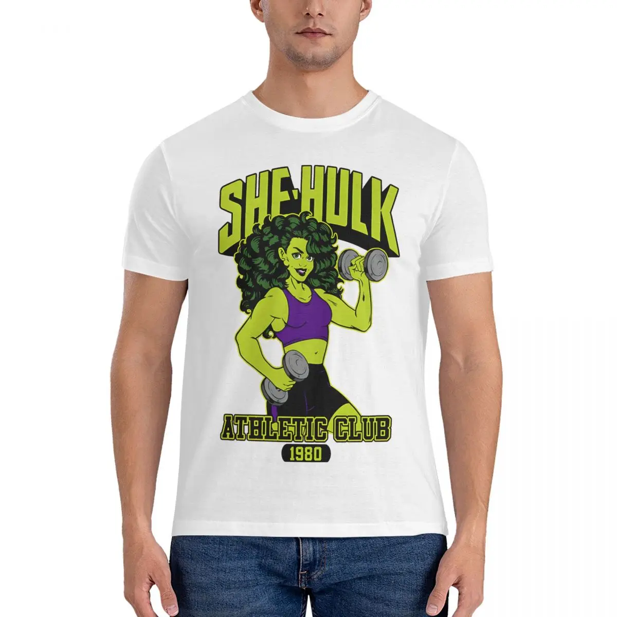 Men's T-Shirt She-Hulk Athletic Club Colorful Awesome Pure Cotton Tees Short Sleeve M-Marvel Comics T Shirts