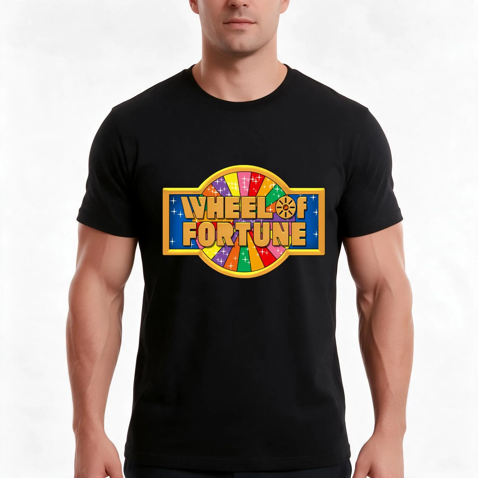 Wheel Of Fortune T-Shirt, Summer Casual Cotton Tee, Oversized Streetwear Tops, Vintage Graphic Print, Loose Fit Short Sleeve