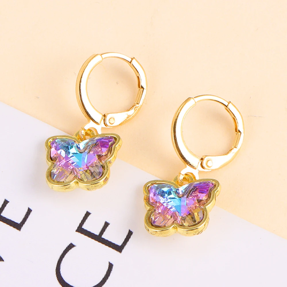 15Pcs 11*11MM Delicate Multicolor Butterfly Crystal Rhinestone Charm Sweet Pendant Necklace Bracelet Earrings Jewelry Accessorie