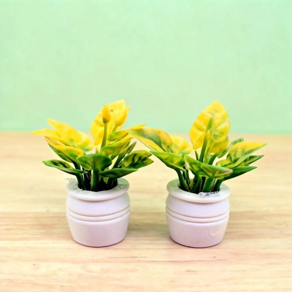 5pcs Mini 1:12 Dollhouse Miniature Plant Plastic 4 Styles Simulation Vase Finished Flower Outdoor Doll House Model Accessories