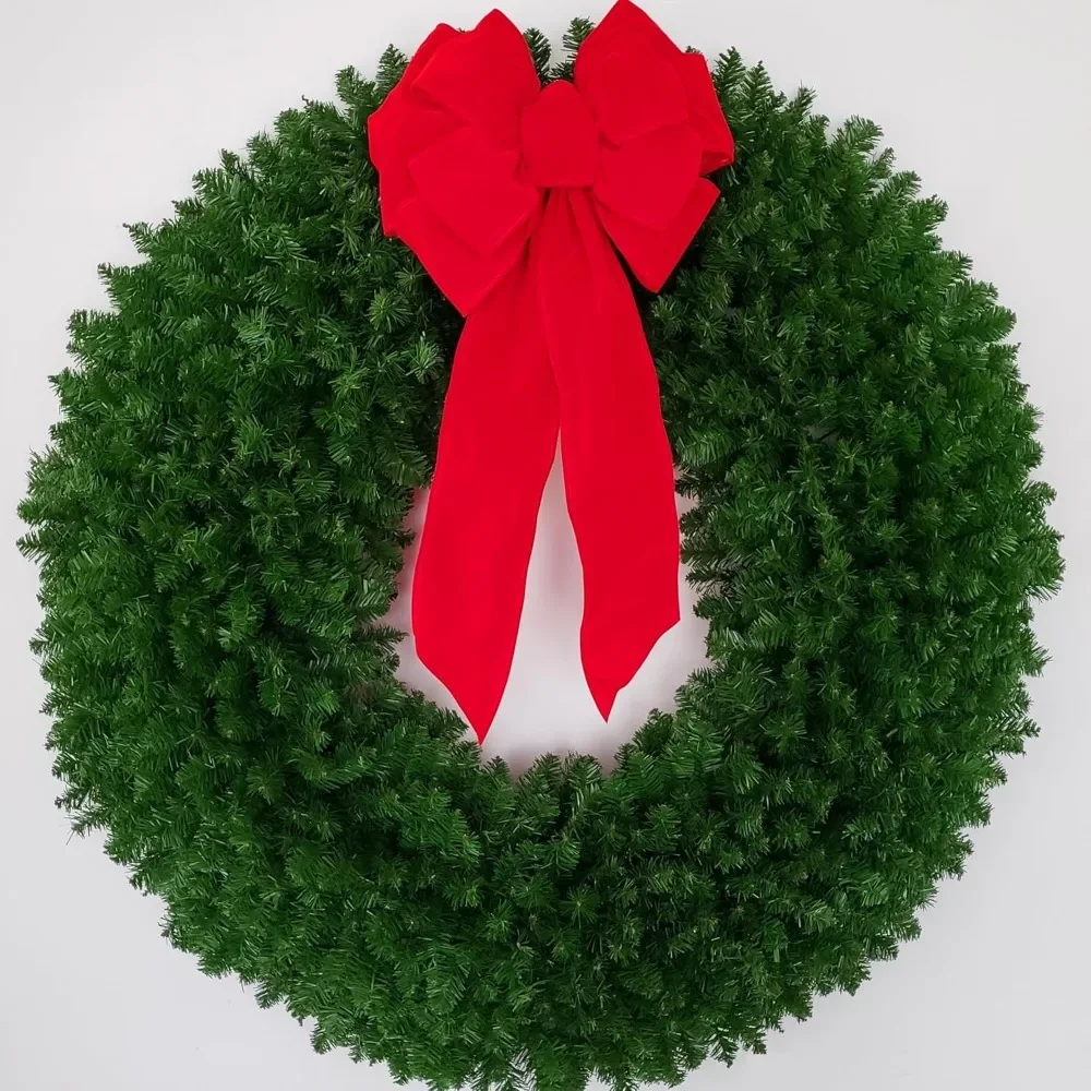 

5 Foot Christmas Wreath with Large Red Bow - Festive 60 Inch Holiday Decor